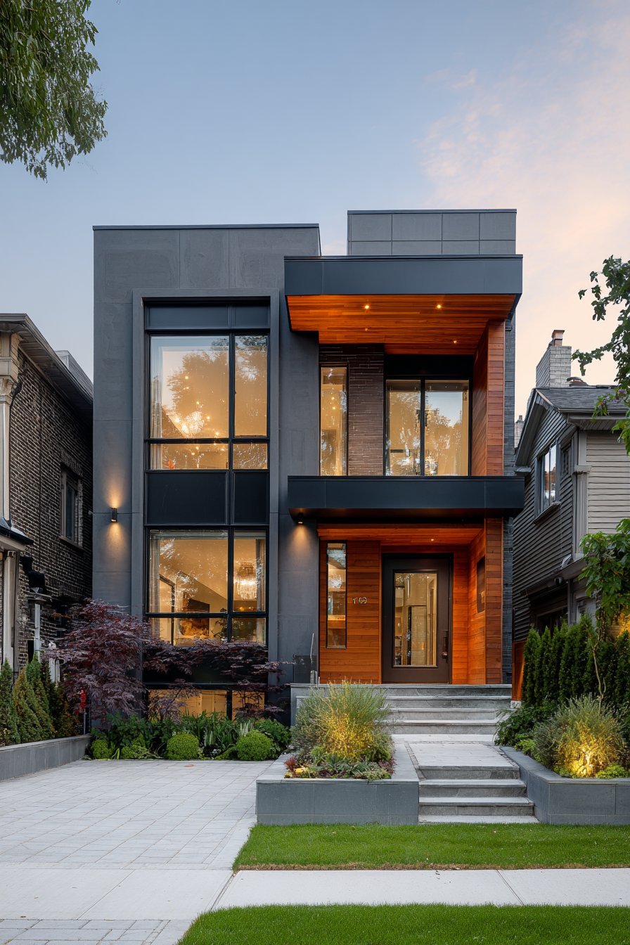 Modern Horizontal Lines with Charcoal Grey Siding