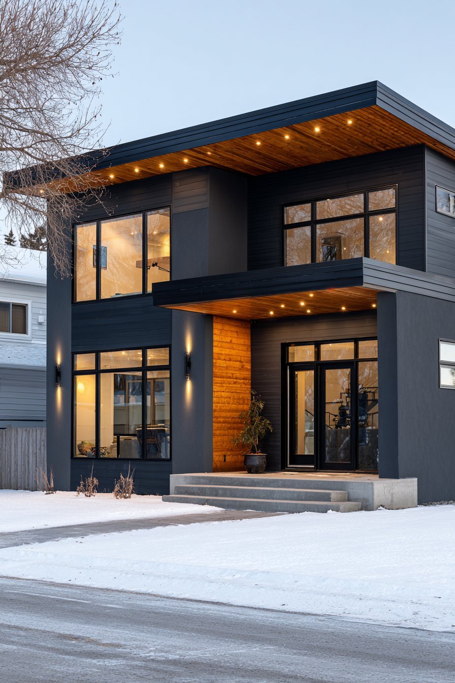 Modern Horizontal Lines with Charcoal Grey Siding