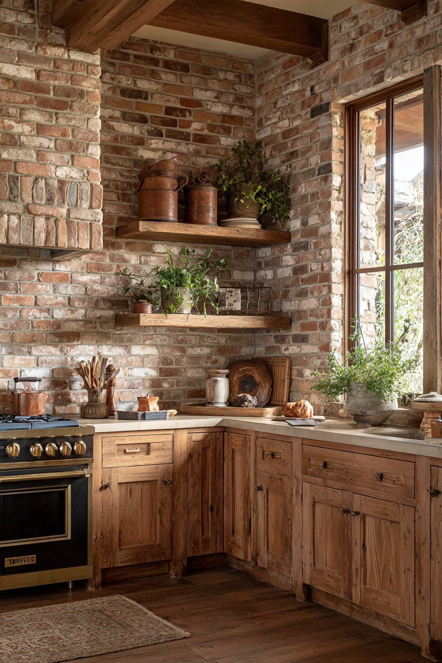 Reclaimed Red Clay Brick Accent Wall