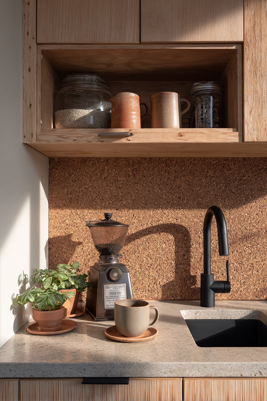 Natural Maple Coffee Station