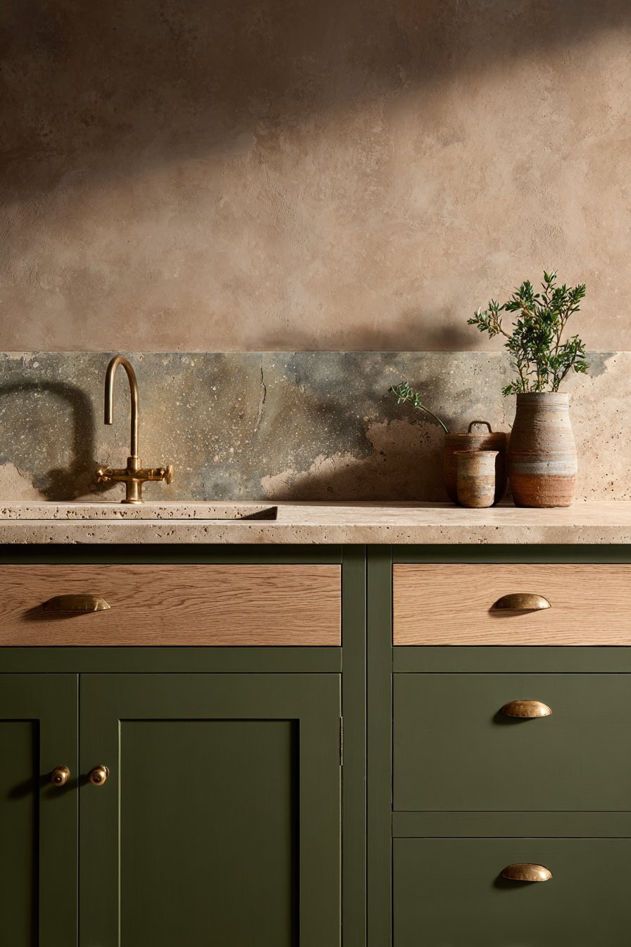 Sage Green and Oak Two-Tone Scheme