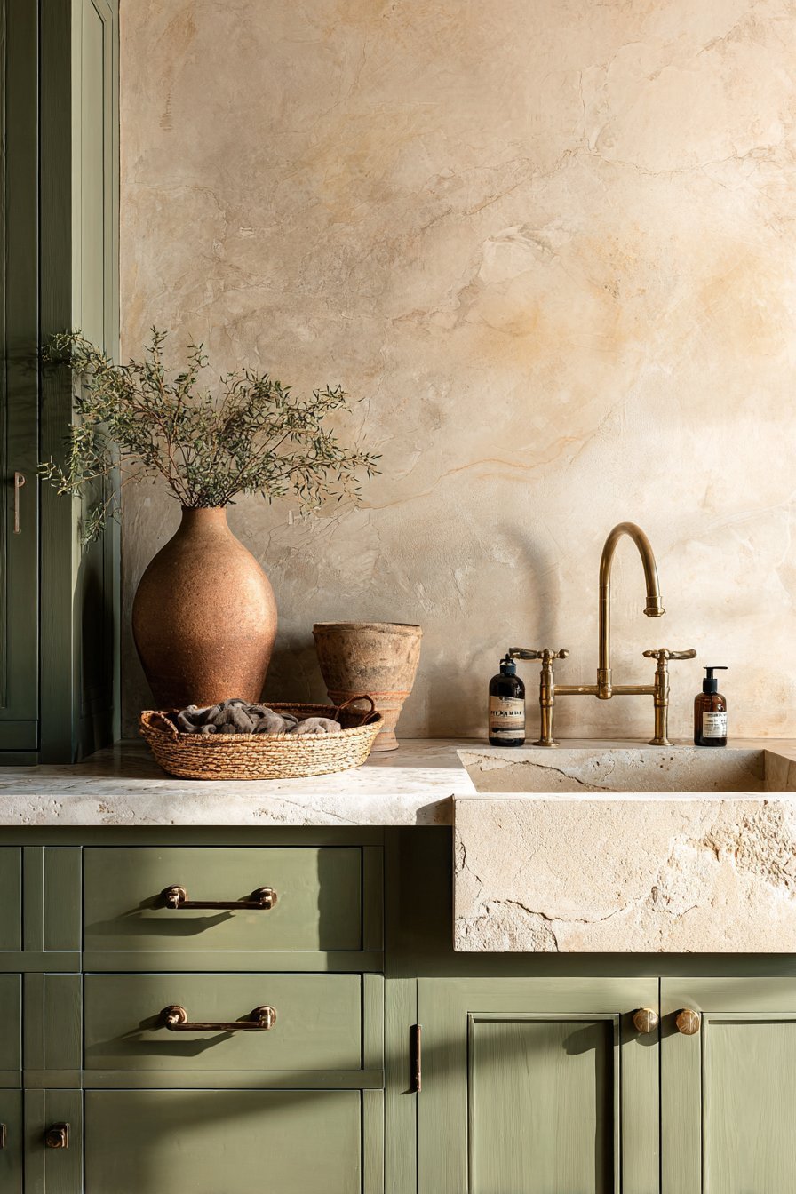 Sage Green and Oak Two-Tone Scheme