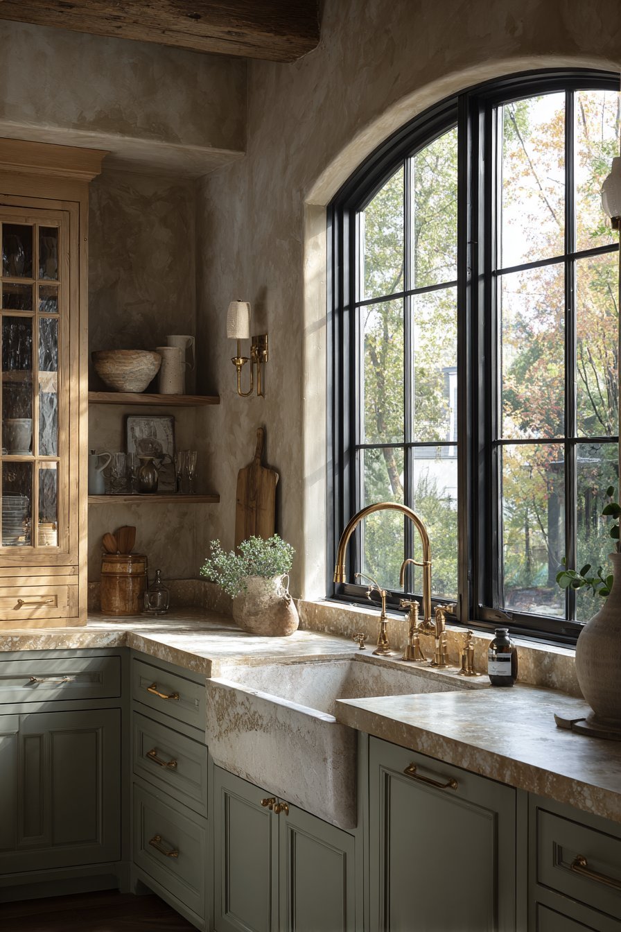 Sage Green and Oak Two-Tone Scheme