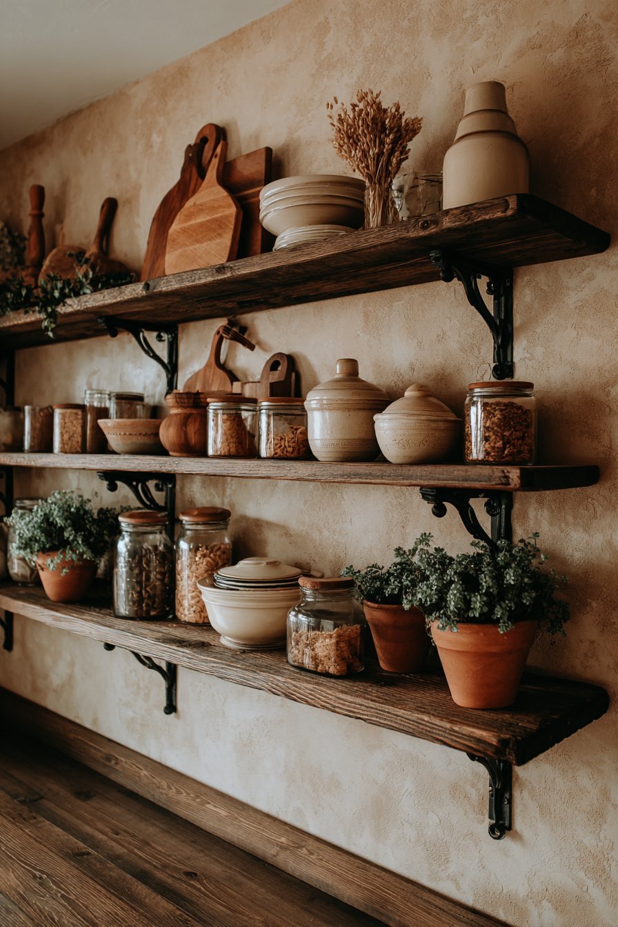 Reclaimed Wood Open Shelving Display