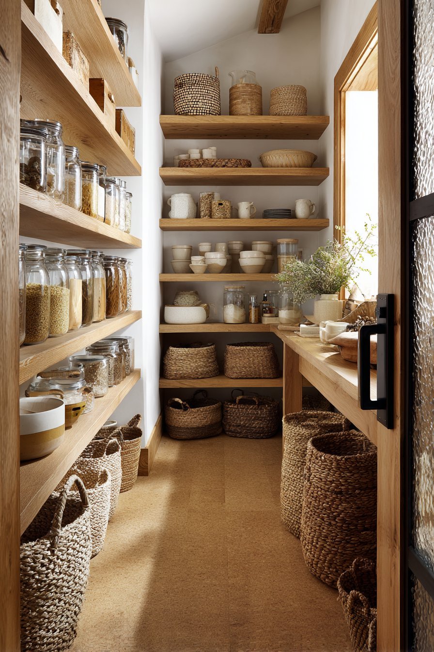 White Oak Pantry with Cork Flooring