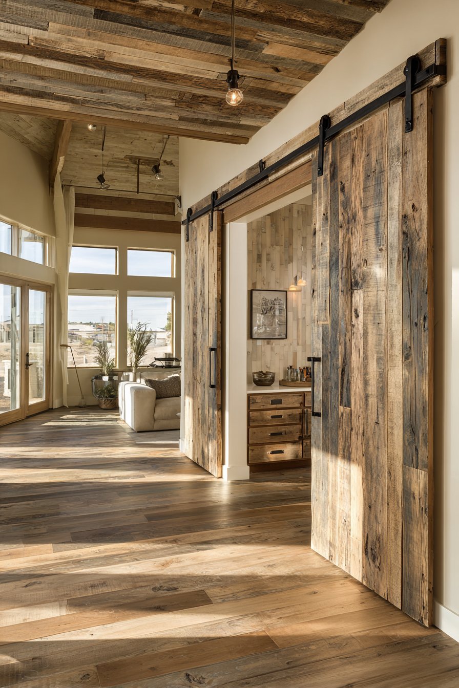 Rustic Reclaimed Wood Living Room Divider