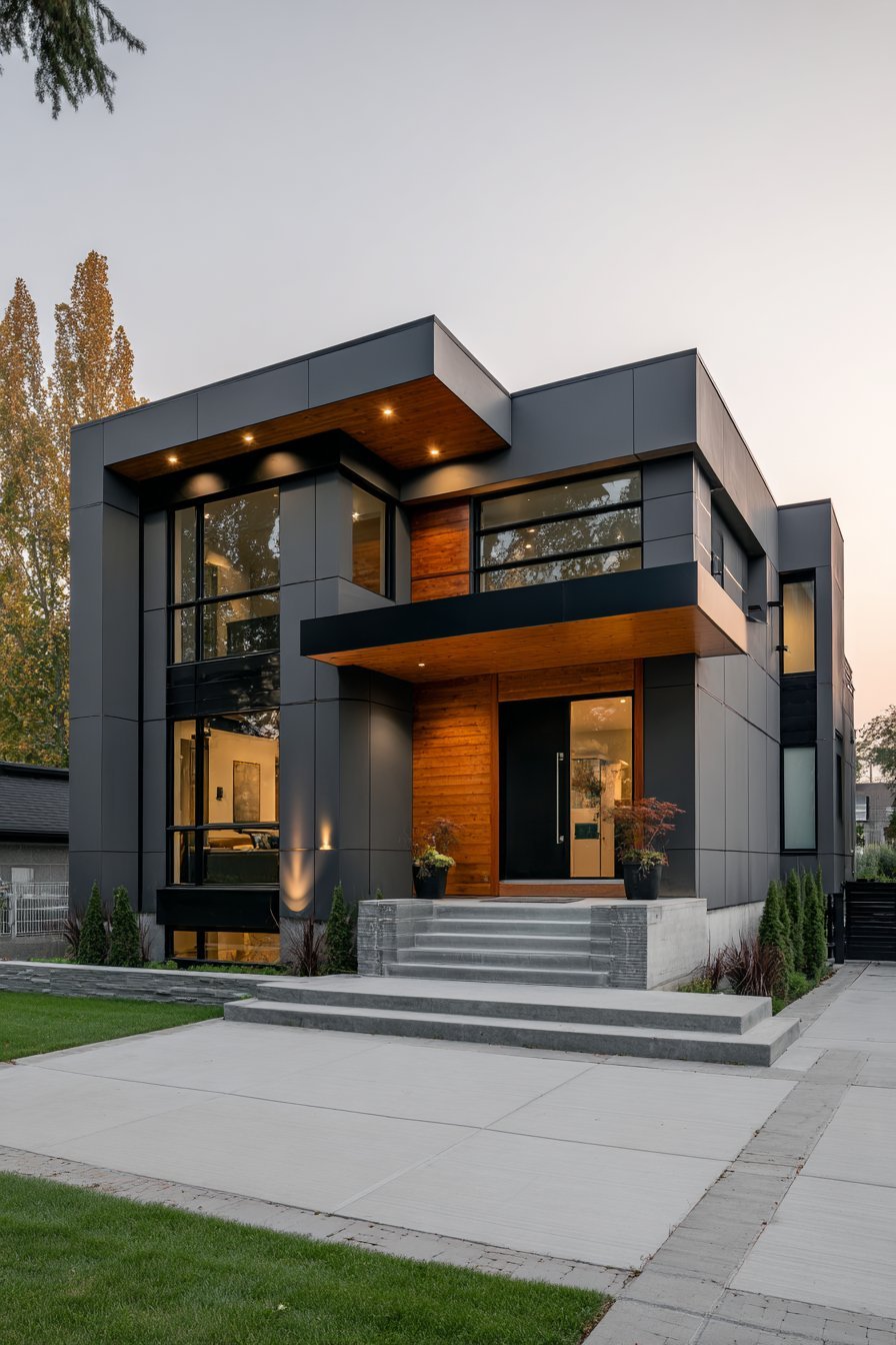 Modern Horizontal Lines with Charcoal Grey Siding