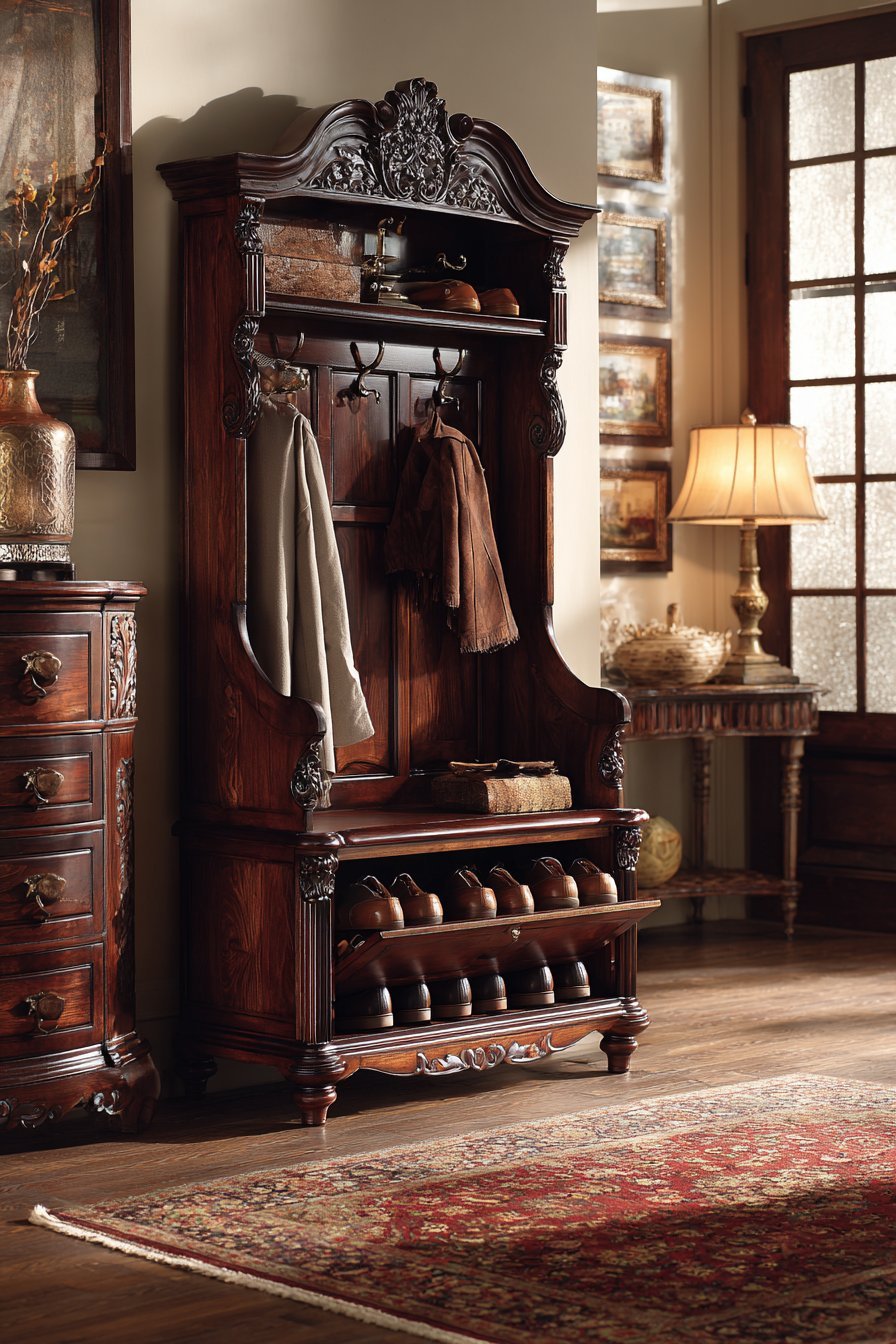 Traditional Cherry Wood Hall Tree