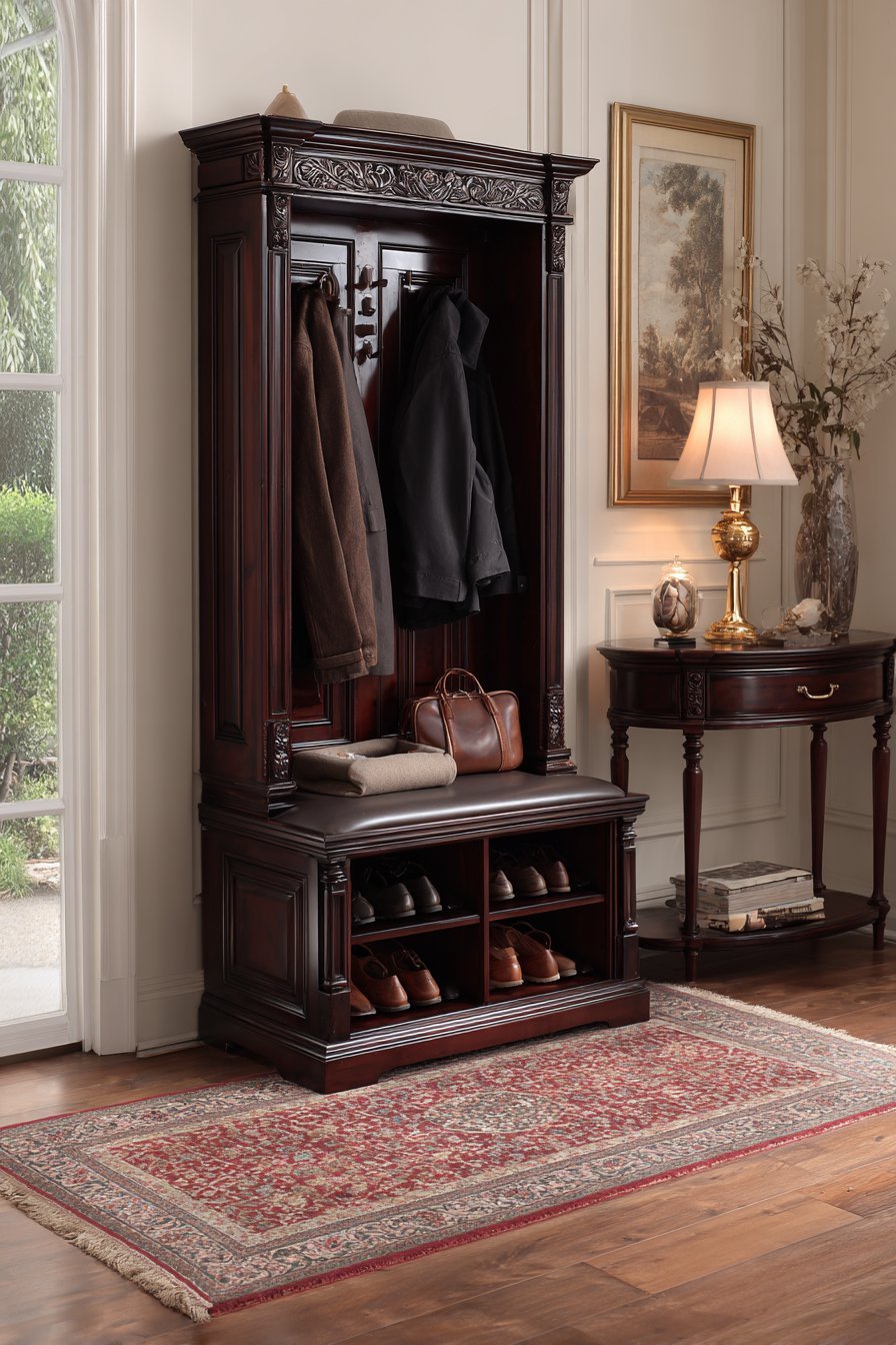Traditional Cherry Wood Hall Tree