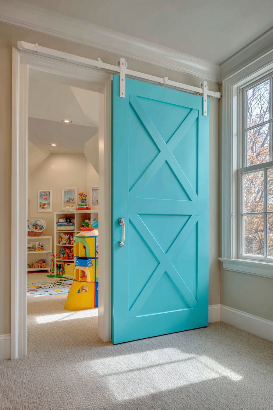 Turquoise Children's Playroom Door