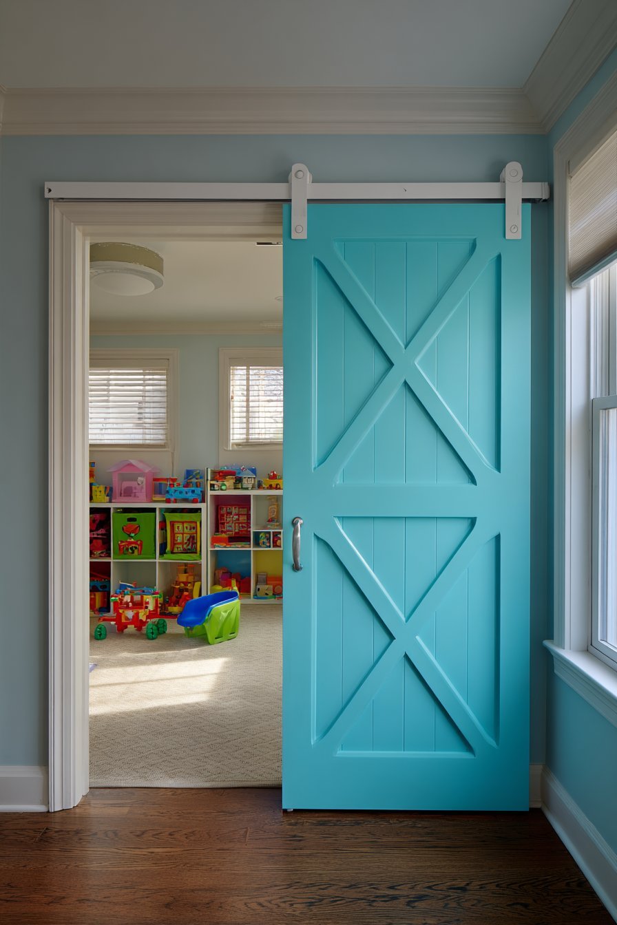 Turquoise Children's Playroom Door