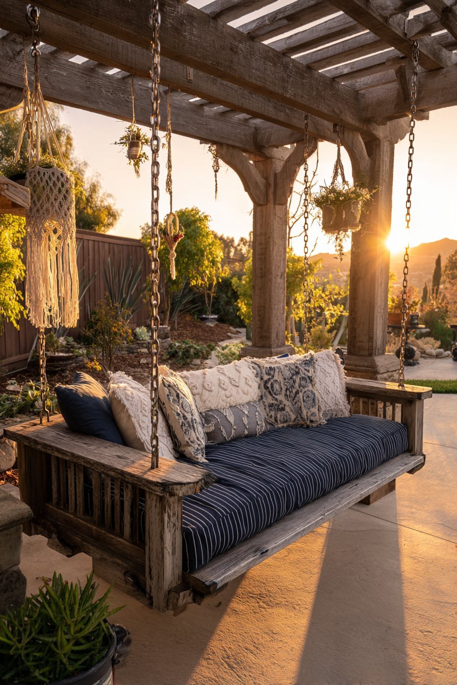 Pergola Swing Bench Relaxation Spot