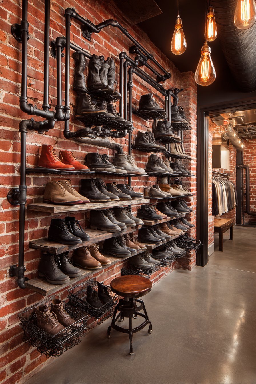 Industrial Loft Pipe Shelving Display