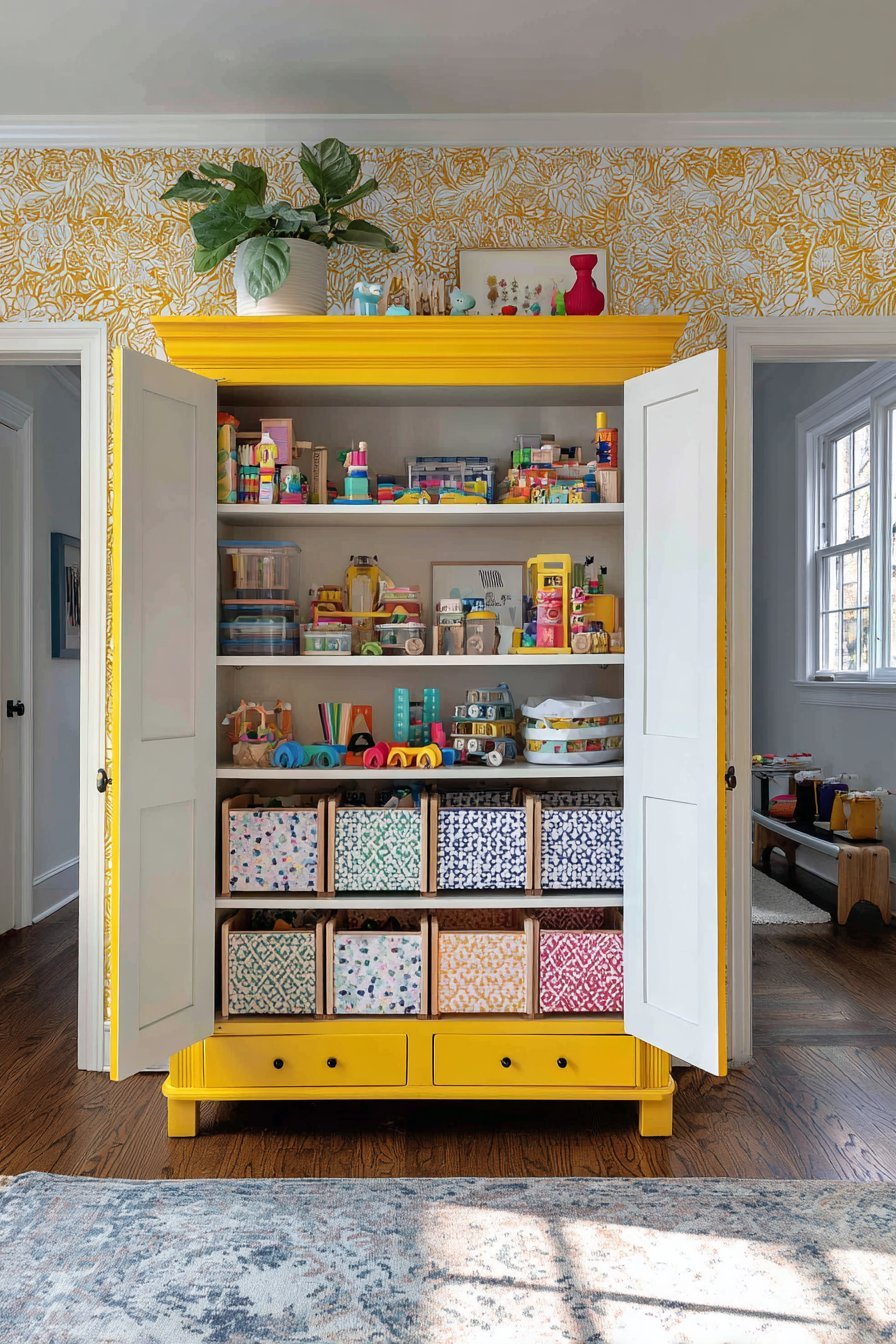 Converted Armoire Storage Solution