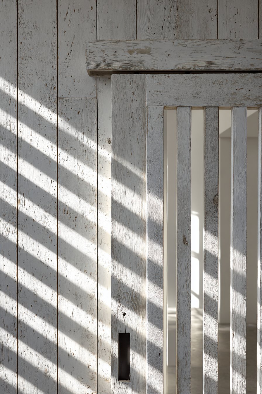 Whitewashed Coastal Slatted Door