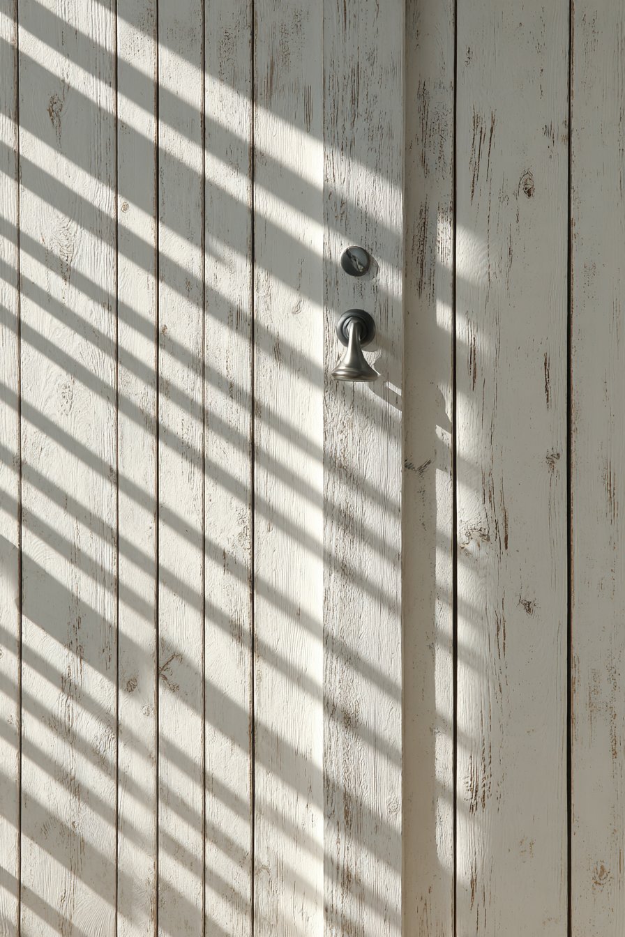 Whitewashed Coastal Slatted Door