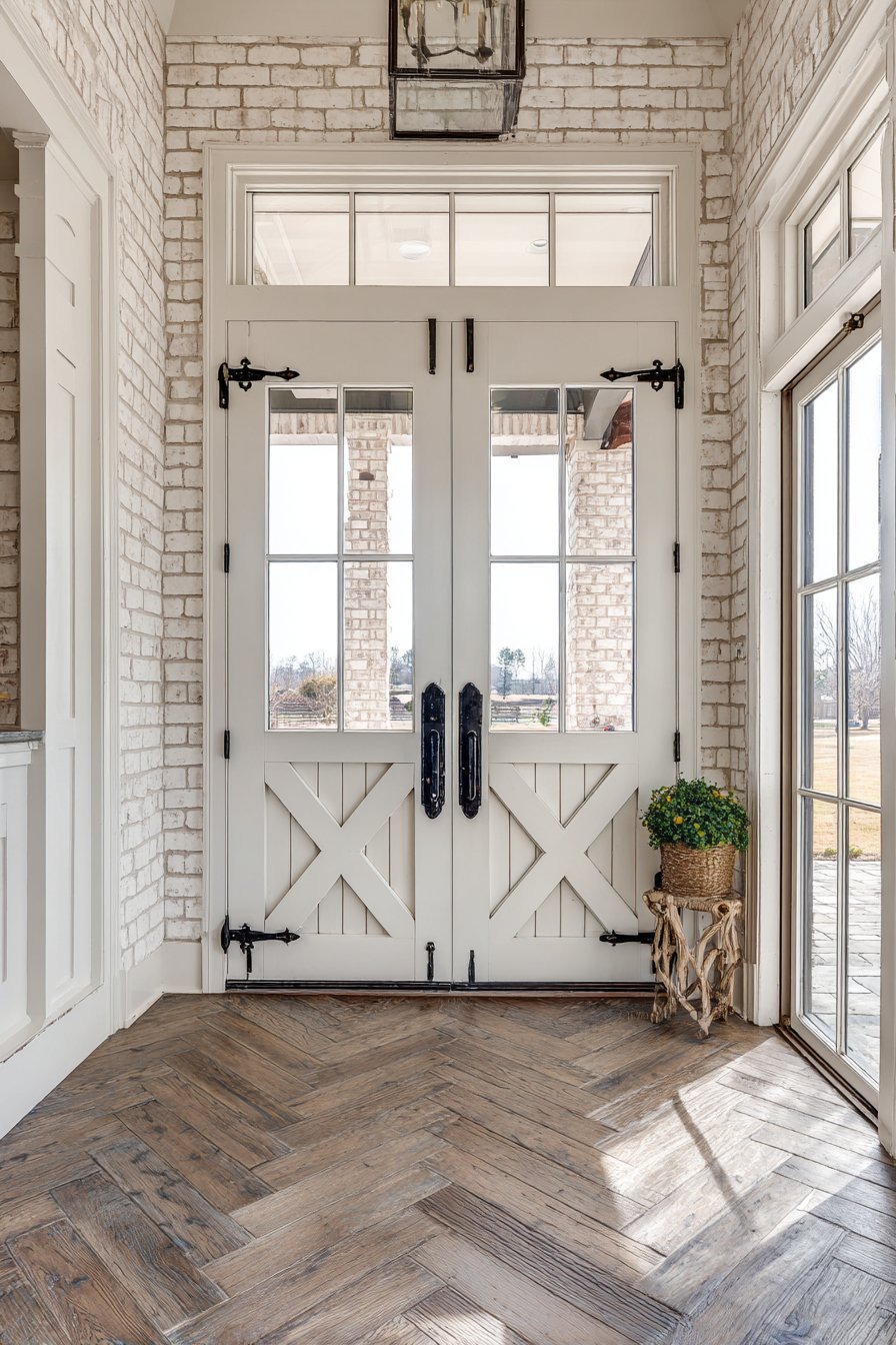 Farmhouse White Shiplap with X-Brace Design