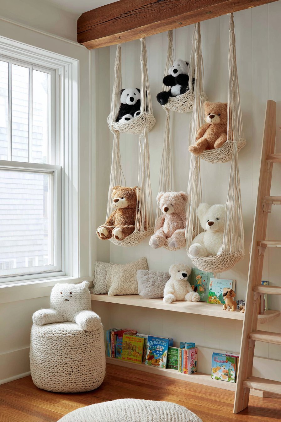 Hanging Net and Ladder Shelf Storage