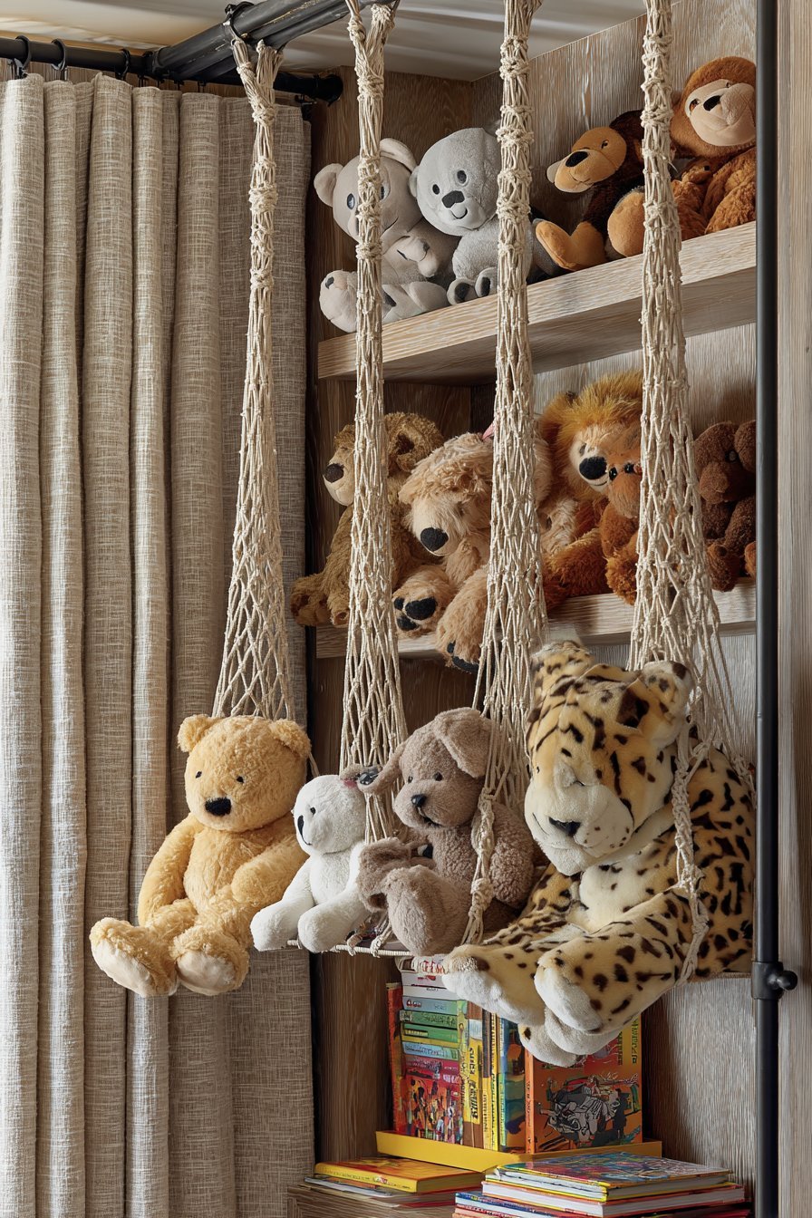 Hanging Net and Ladder Shelf Storage
