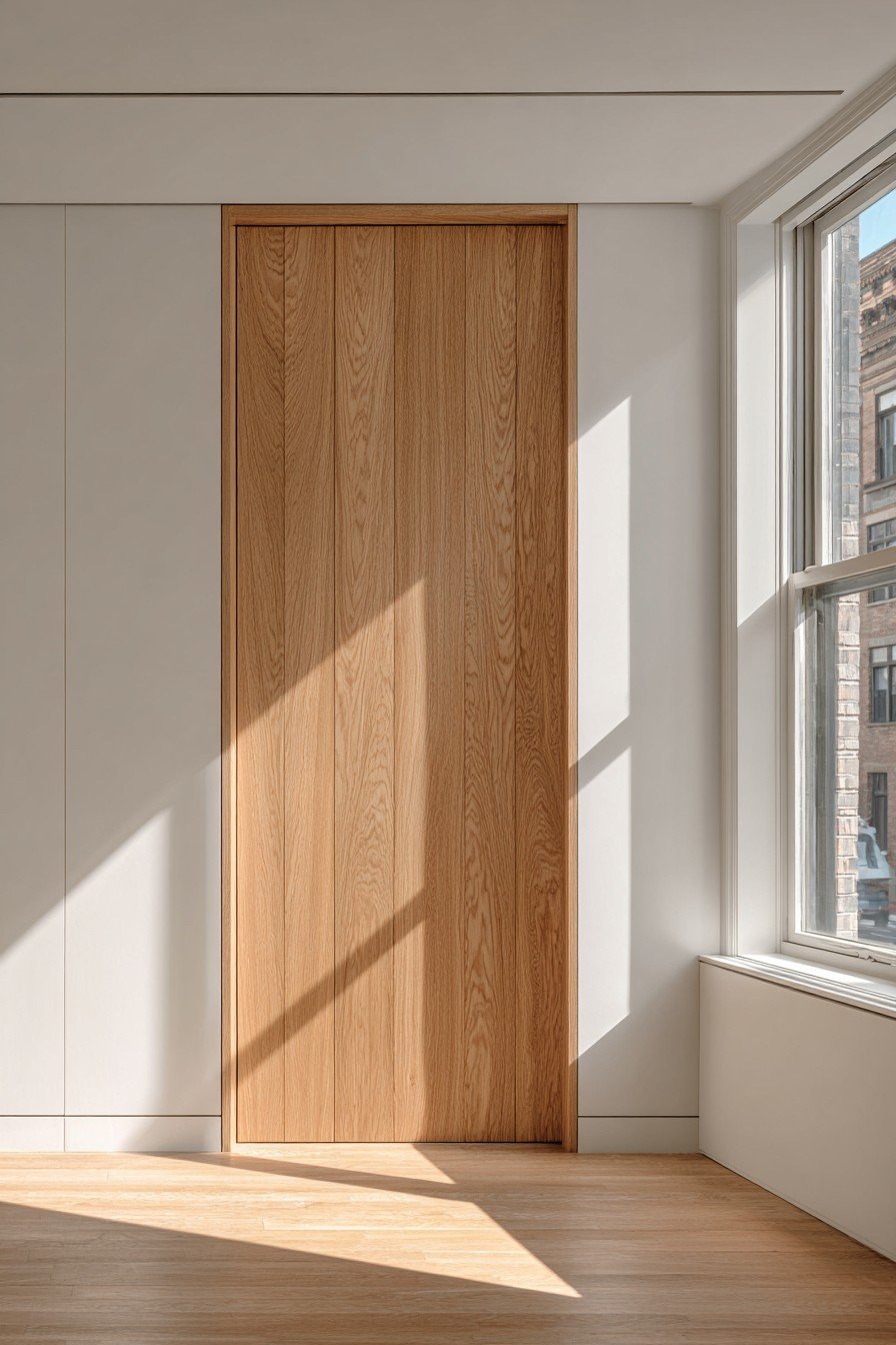 Minimalist Light Ash Vertical Plank Door