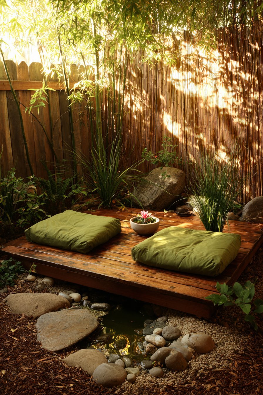 Bamboo-Screened Meditation Platform
