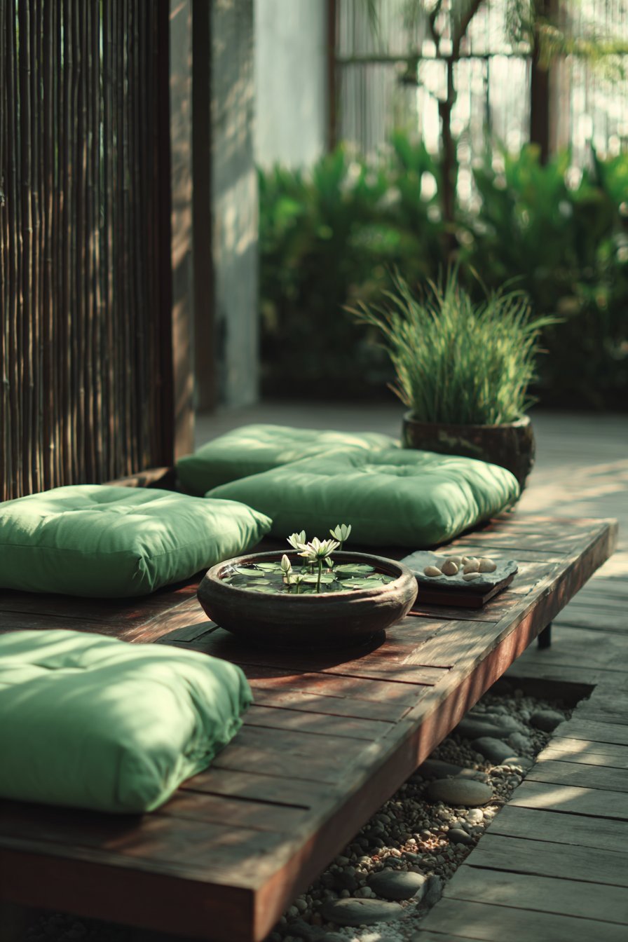 Bamboo-Screened Meditation Platform