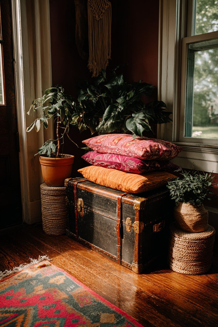 Bohemian Vintage Trunk Seating