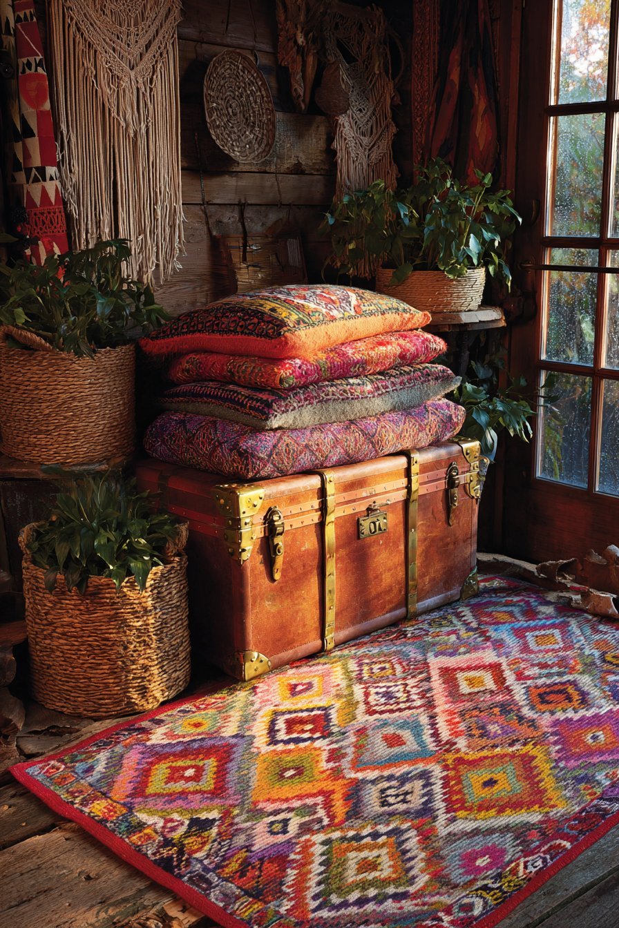 Bohemian Vintage Trunk Seating