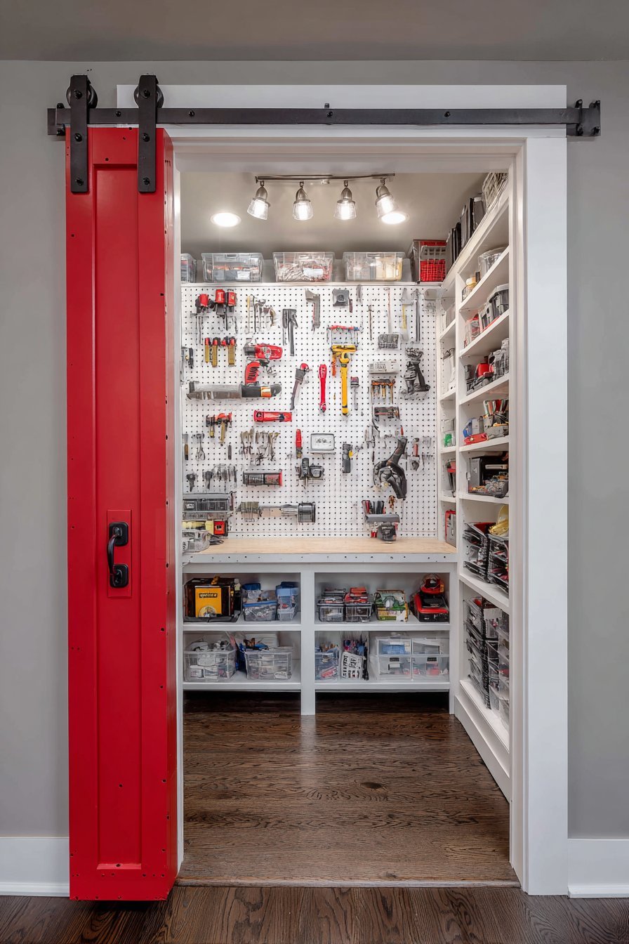 Pegboard Craft Room Storage Door