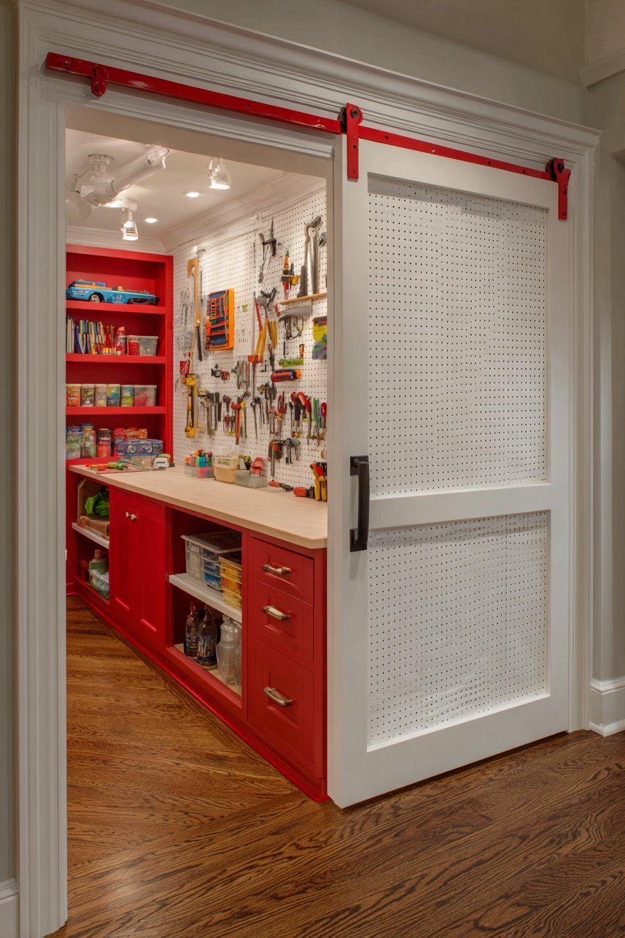 Pegboard Craft Room Storage Door