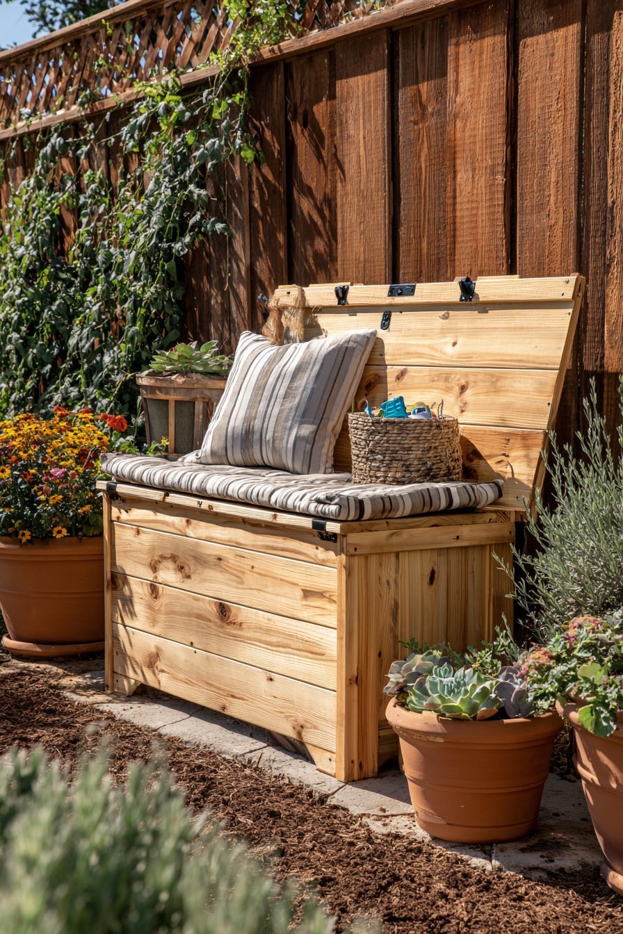Hinged Storage Bench Dual-Purpose Design