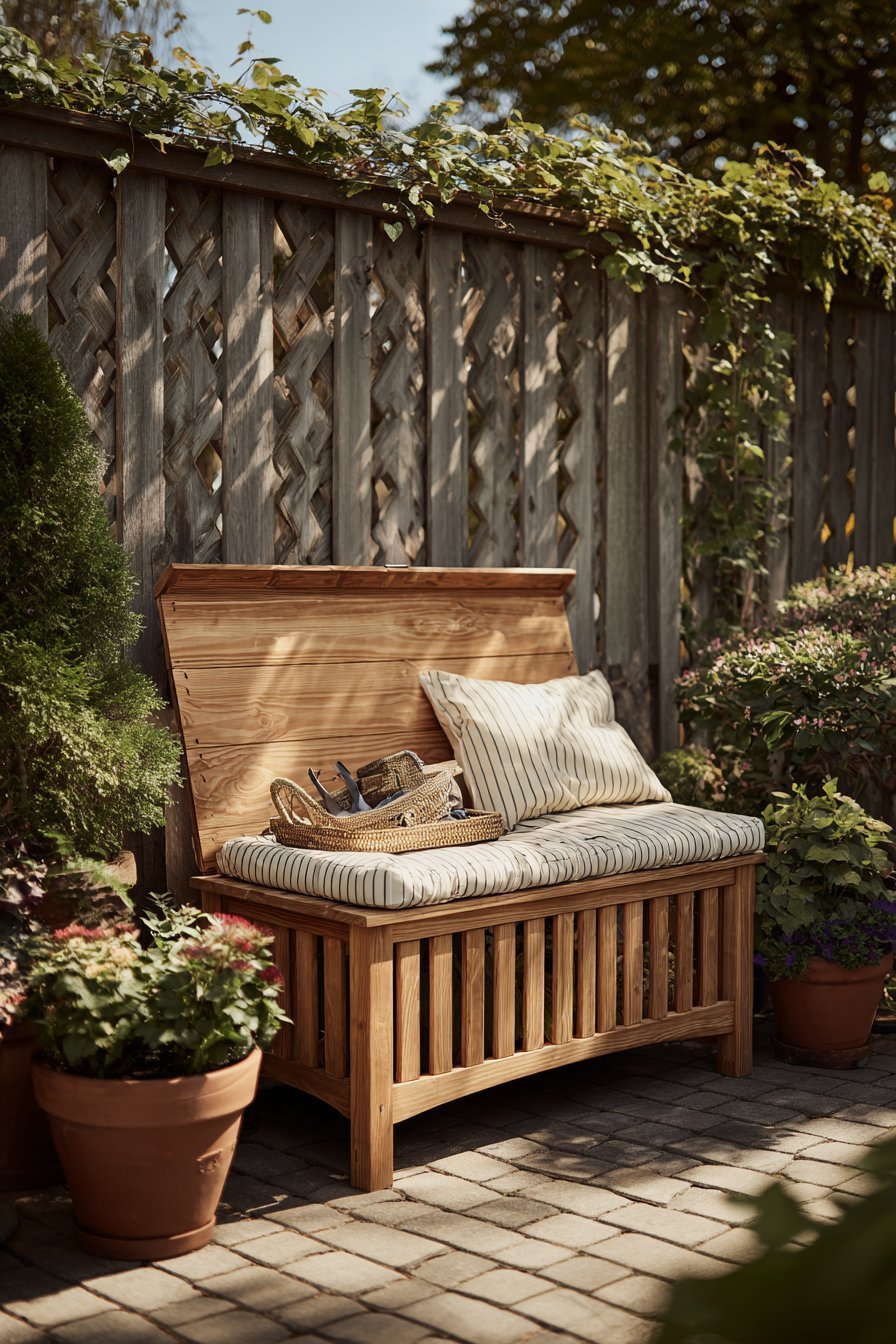 Hinged Storage Bench Dual-Purpose Design