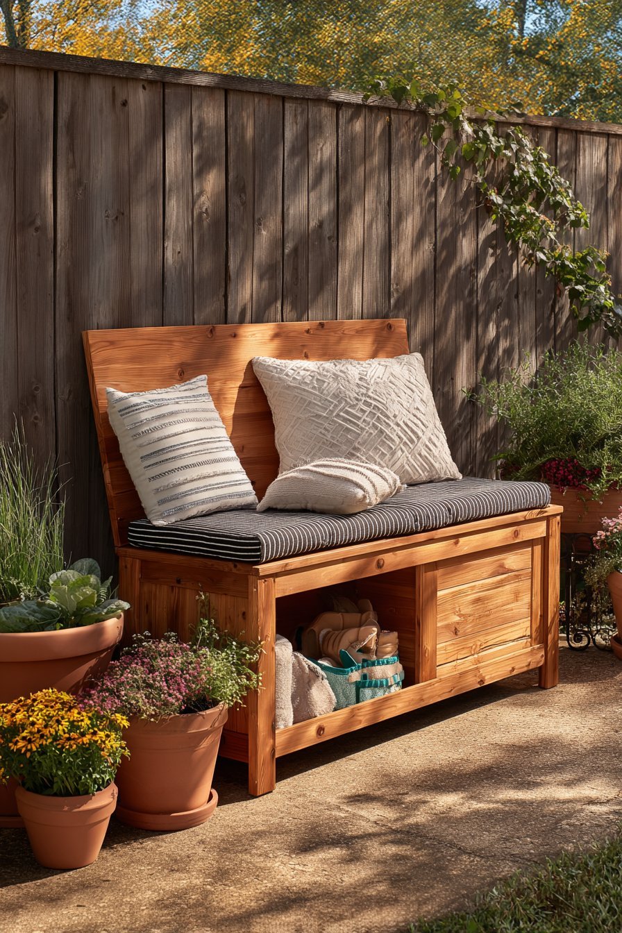 Hinged Storage Bench Dual-Purpose Design