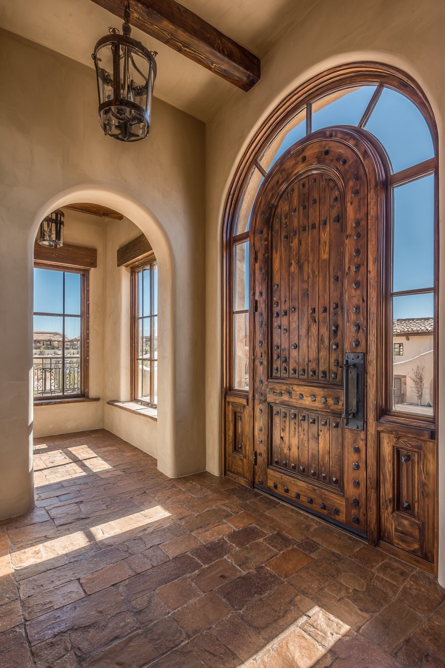  Mediterranean Knotty Alder Arched Door