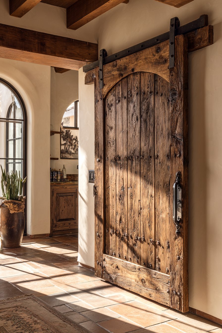  Mediterranean Knotty Alder Arched Door
