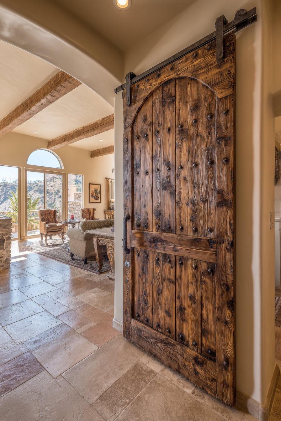  Mediterranean Knotty Alder Arched Door