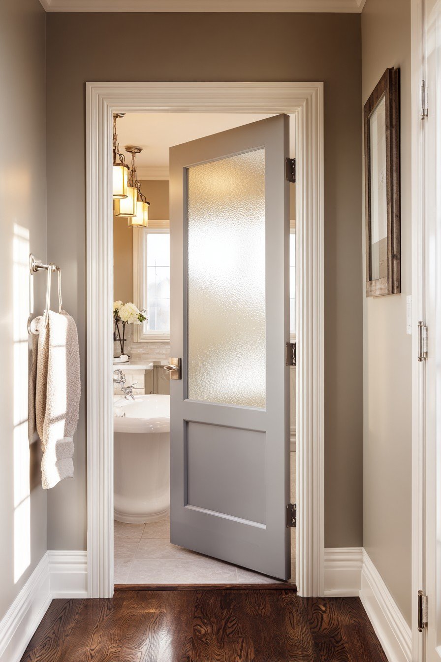 Transitional Two-Tone Grey and Glass Door