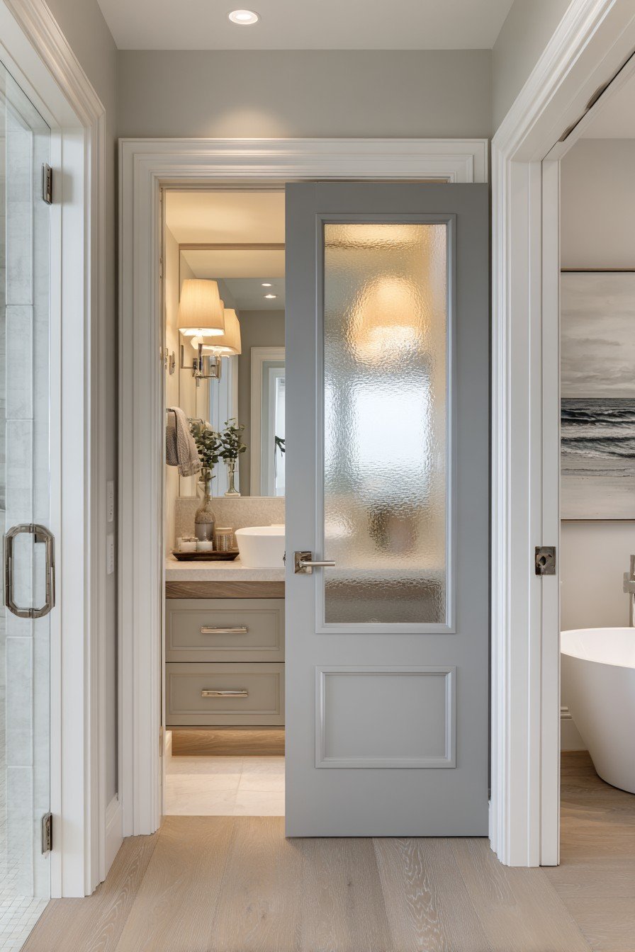 Transitional Two-Tone Grey and Glass Door