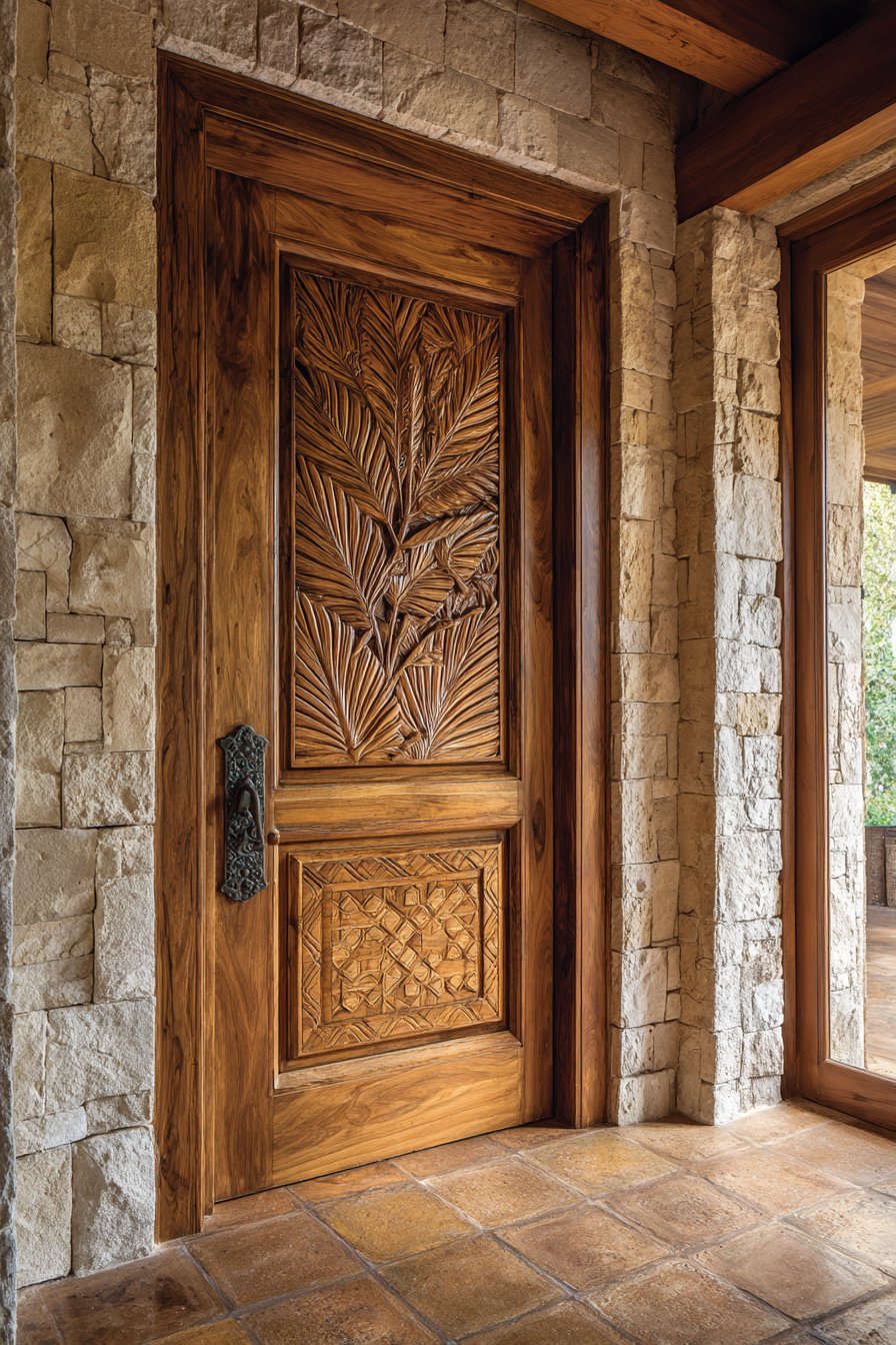  Tropical Teak with Botanical Carvings