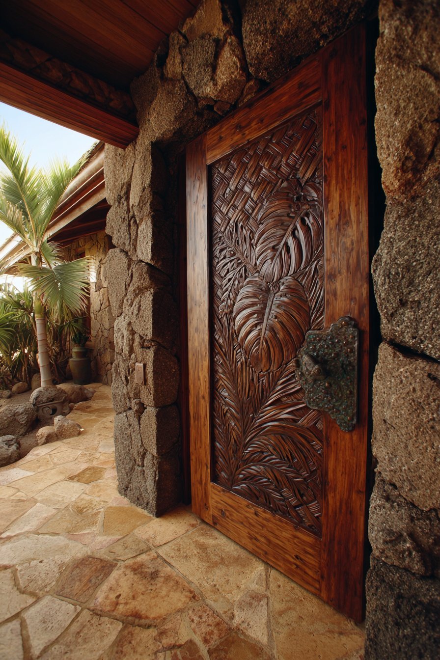  Tropical Teak with Botanical Carvings