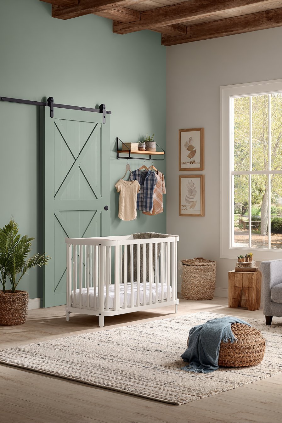 Sage Green Nursery Panel Door