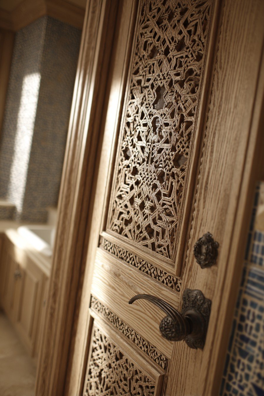 Mediterranean Carved Wood Door