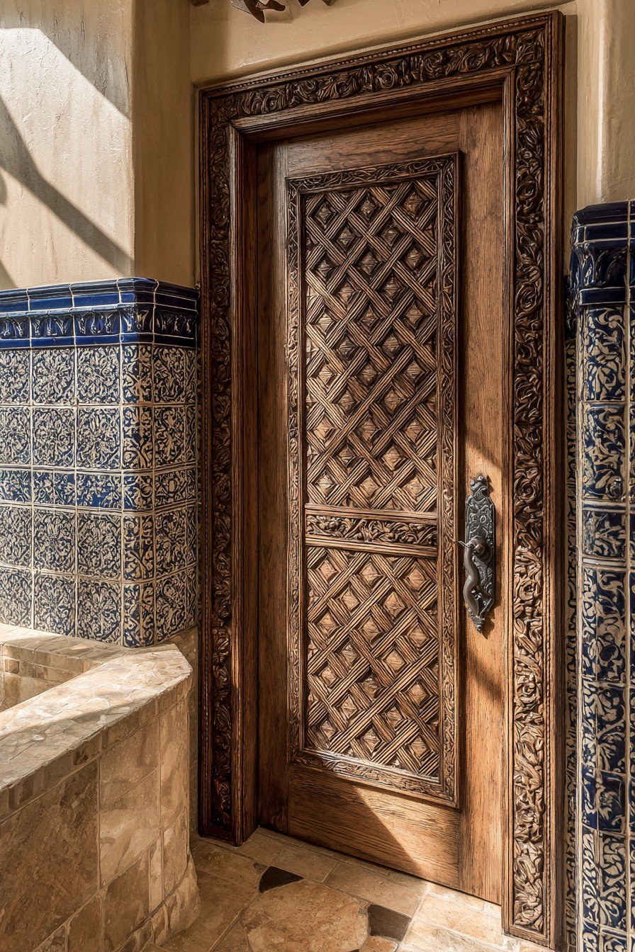 Mediterranean Carved Wood Door
