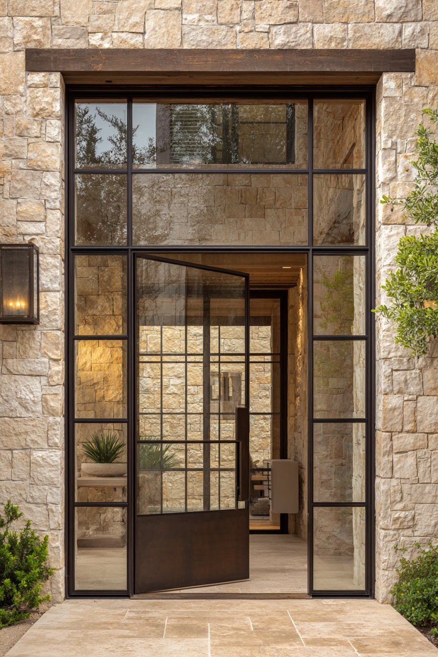 Bronze-Framed Glass Wall Door System