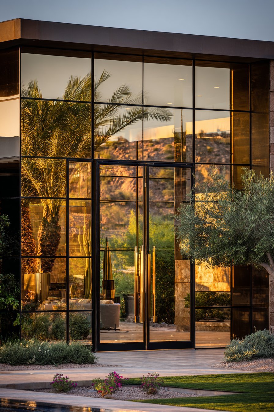 Bronze-Framed Glass Wall Door System