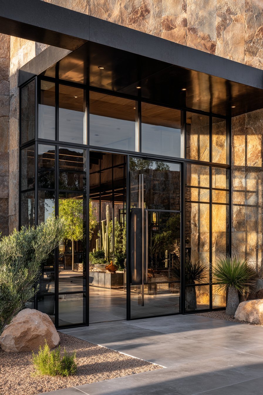 Bronze-Framed Glass Wall Door System