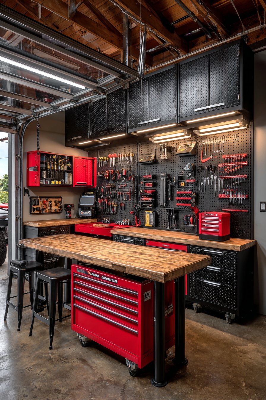 Heavy-Duty Workshop with Butcher Block Workbench