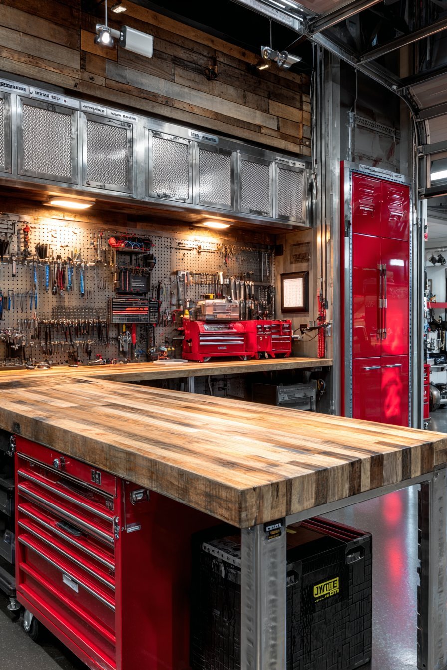 Heavy-Duty Workshop with Butcher Block Workbench