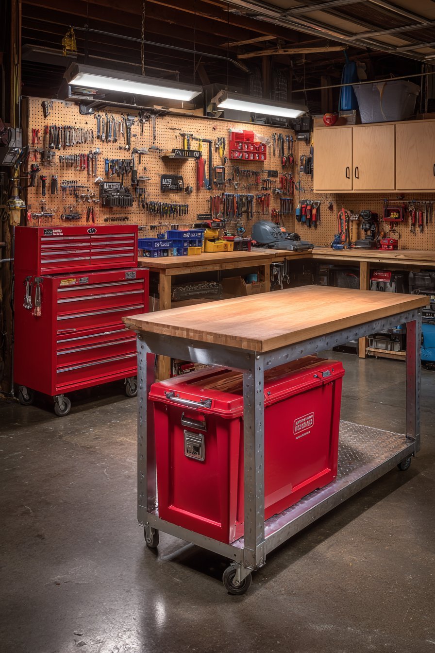 Heavy-Duty Workshop with Butcher Block Workbench