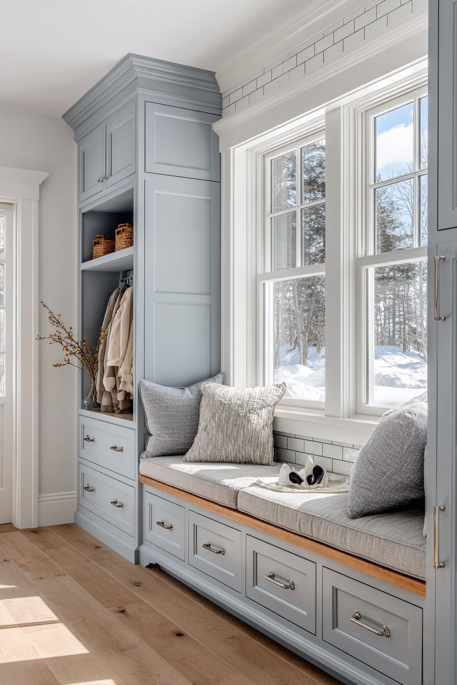 Transitional Window Seat Storage System